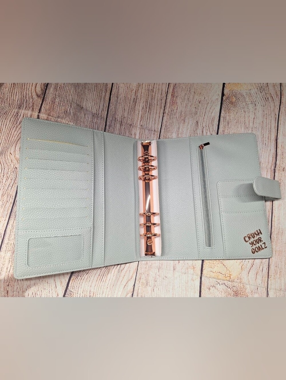 Gray Organizer Rose Gold Rings, A5 Budget Binder, A5 Binder, Gray Planner - Picture 2 of 2